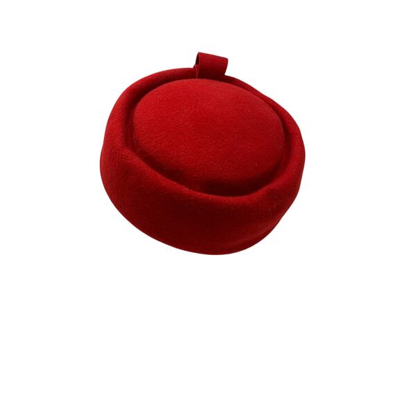 Vintage Glenover Henry Pollak Red Wool Felt Hat Womens Mid Century Bow Holiday - Picture 3 of 7